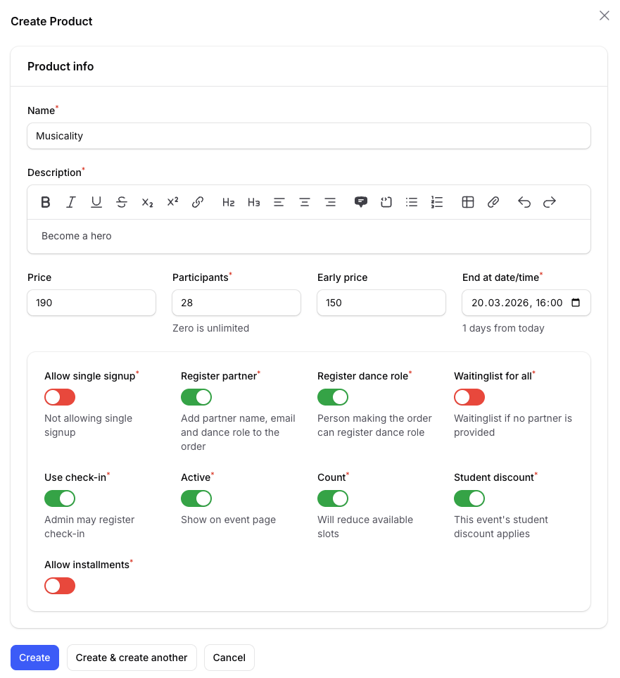 Ordreoversikt i klubbpanelet
