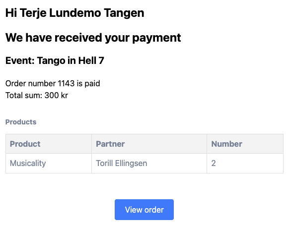 E-post med betalingsbekreftelse